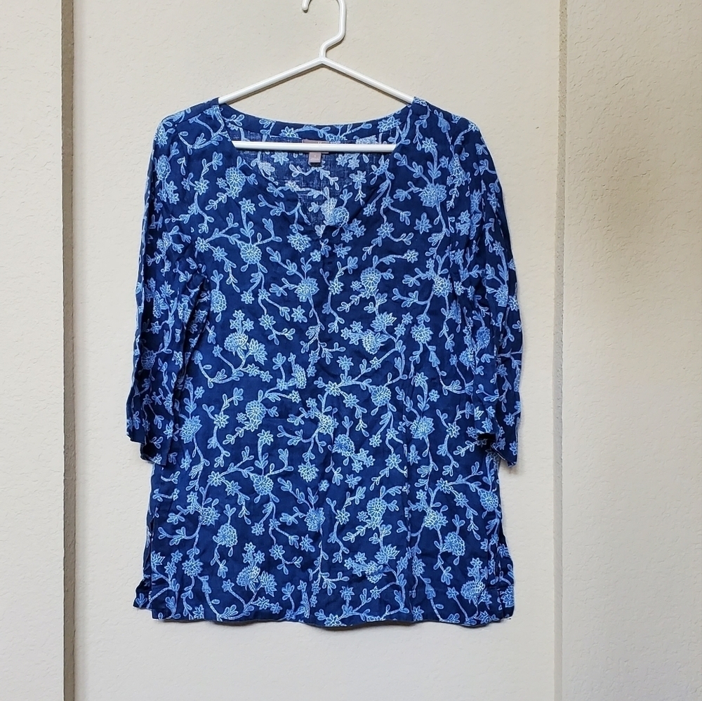 J.Jill 3/4 Sleeve Floral Print Top. Size S